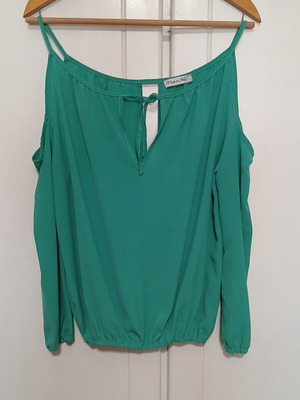 Made in Italy cold shoulder tunic, emerald, size Large