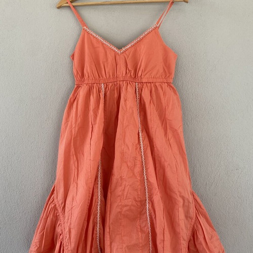 Coral Cotton Dress like new, XS to M, airy and lined