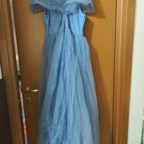 Princess dress blue like new with silver belt and rhinestones