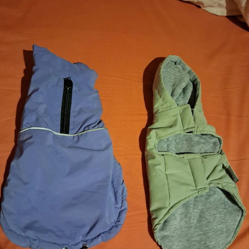 Glee dog jacket set used in purple and green S&M sizes