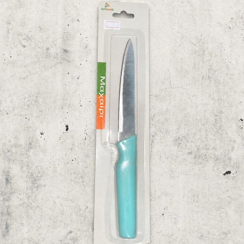 Spring kitchen knife with turquoise handle