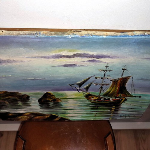 Painting on canvas used 40x30cm with landscape