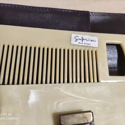 Comb and mirror in leather case like new