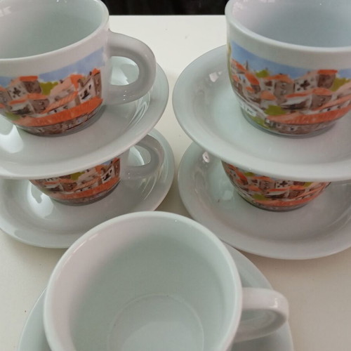 Set of 6 collectible Lumidis coffee/tea cups with saucers, new
