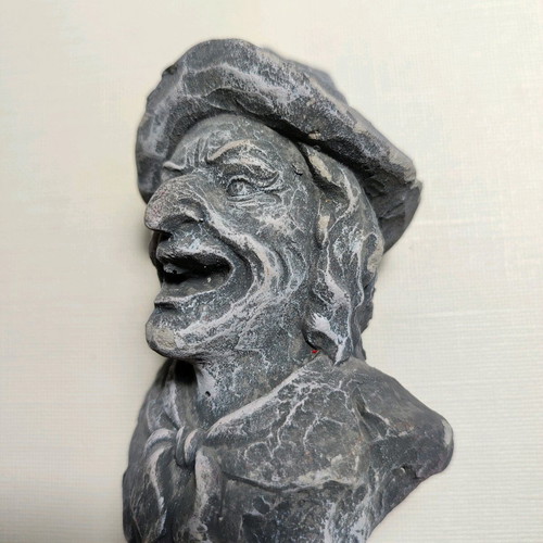 Witch cement bust used, Halloween decoration 15cm