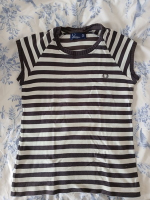 Fred Perry blouse used, size S, cotton with thick knit, white and brown