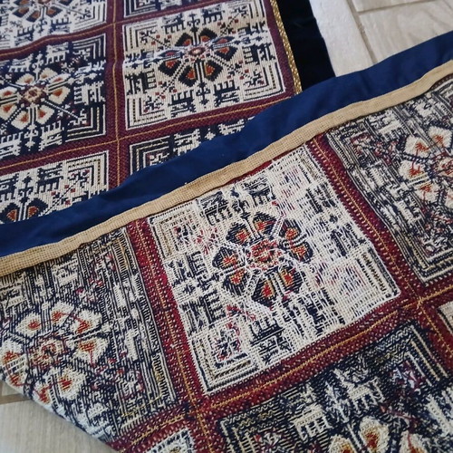 Handmade Table Runner with Traditional Counted Embroidery and Velvet Finish