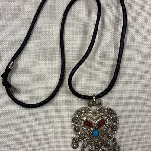 Boho pendant with black adjustable cord