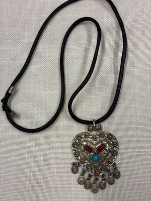 Boho pendant with black adjustable cord
