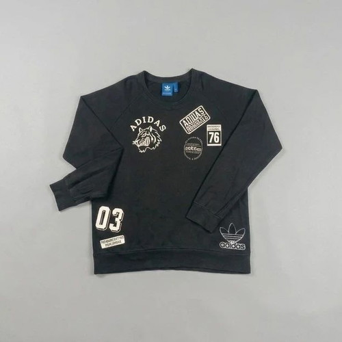 Adidas Originals Multi-Logo Graphic Sweatshirt size L like new, black and white