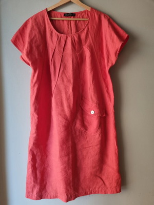 Linen dress like new, cotton blend, watermelon color, size L