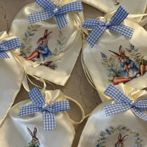 Peter Rabbit Satin Baptism Favor Bags New, 232 Pieces