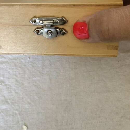 Wooden box like new with red lining