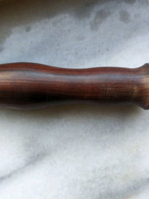 Espresso portafilter handle used, plastic brown wood-look