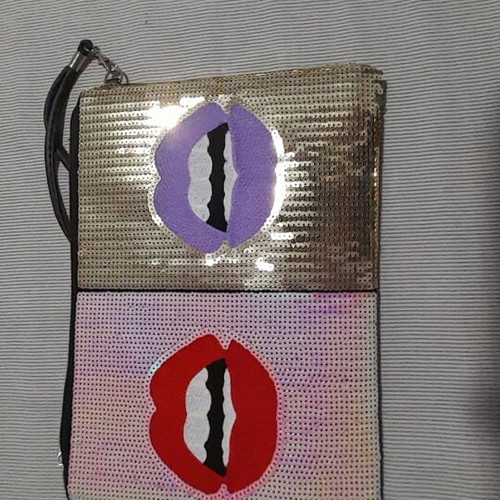 Sequin Envelope Bag shoulder type, like new, pink and gold