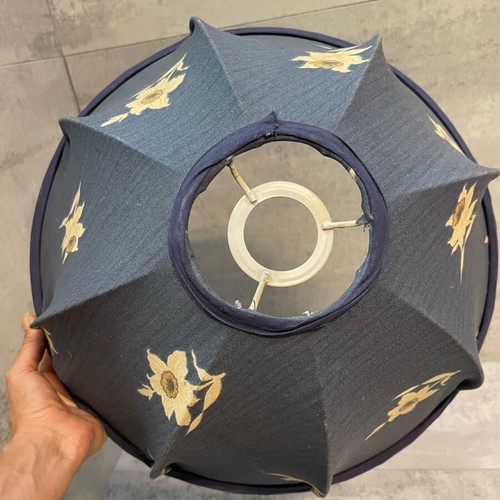 Lamp shade like new, blue with cream flowers