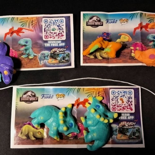 Kinder Surprise 6 Toys Pack Funko Pop Jurassic World like new