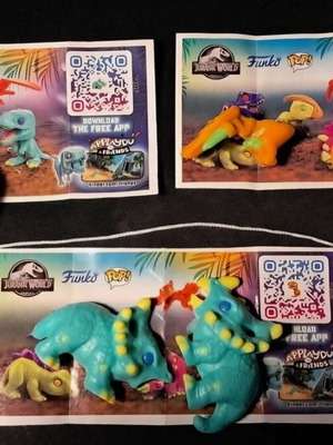 Kinder Surprise 6 Toys Pack Funko Pop Jurassic World like new