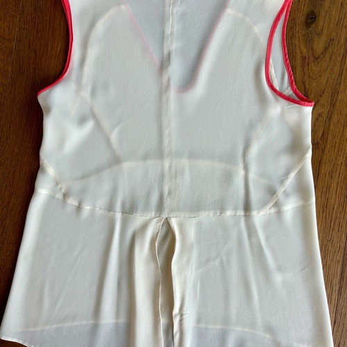 Scooter Plus silk sleeveless shirt like new, ecru with coral trim, size 42