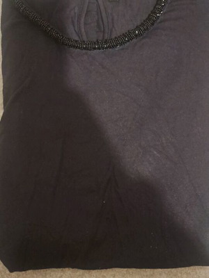 Benetton blouse short-sleeve dark blue with beads, like new