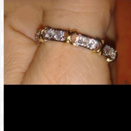 Enigma ring new, gold and silver plated with zirconia