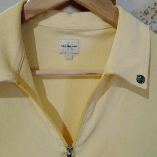 Calvin Klein women's new yellow top with rhinestones and zipper