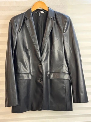 H&M Faux Leather Black Blazer Jacket like new, size XXS