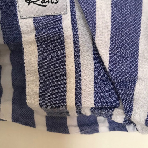 Rails shirt 100% rayon like new, white and blue