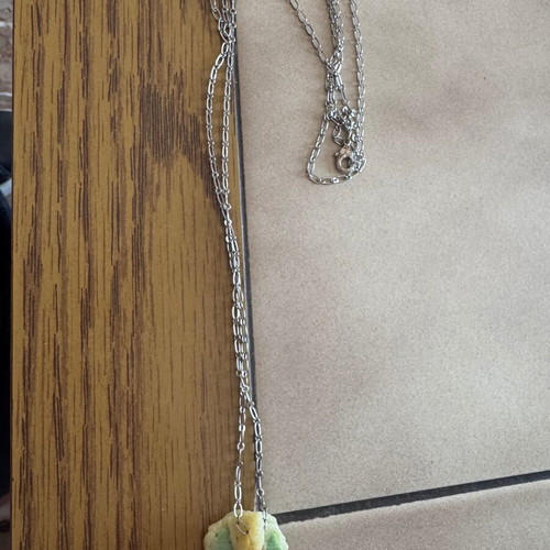 Necklace with 3D letter D pendant like new, green and silver