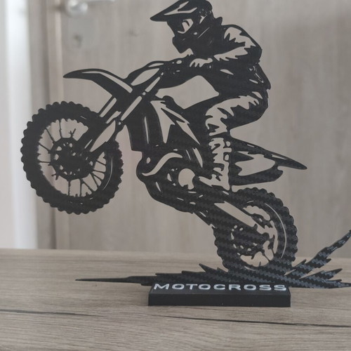 Motocross 3D printed table decoration with carbon fiber texture