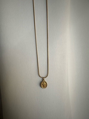 Steel necklace with cross new, gold color