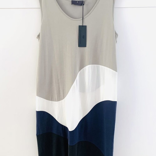 Stelios Koudounaris dress new, straight cut, black and beige, size M