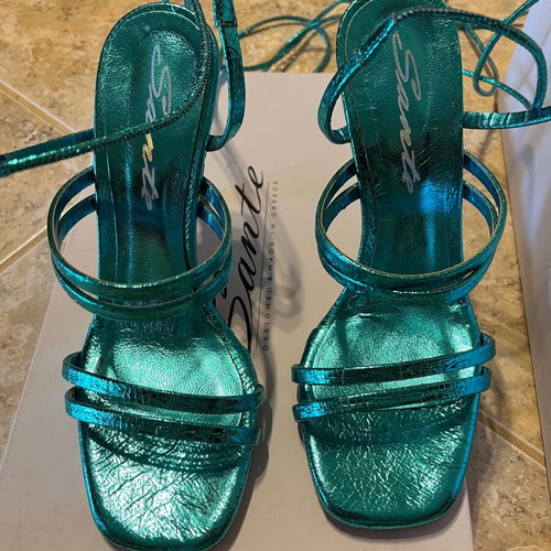 Sante high-heeled sandals like new, turquoise, size 37