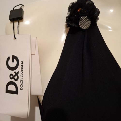 Vintage Dolce & Gabbana D&G Black Halter Neck Maxi Dress 2XL New