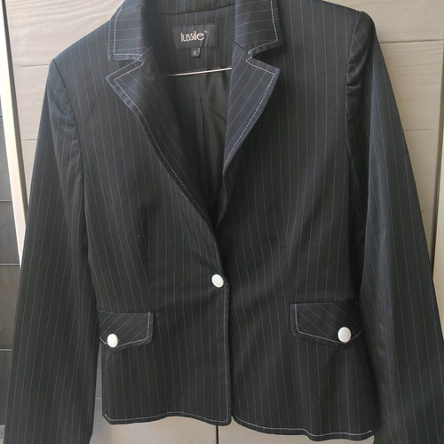 Lussile jacket black with white stitching small like new