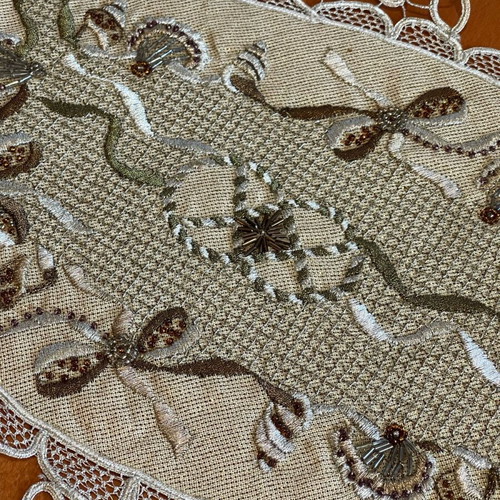 Lace embroidery like new with beads and gold festive design