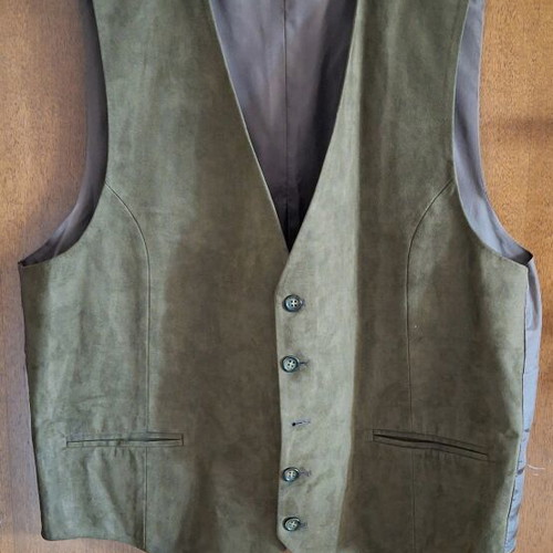 Baumler men's vintage suede texture vest like new, green/khaki XL