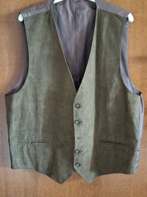 Baumler men's vintage suede texture vest like new, green/khaki XL