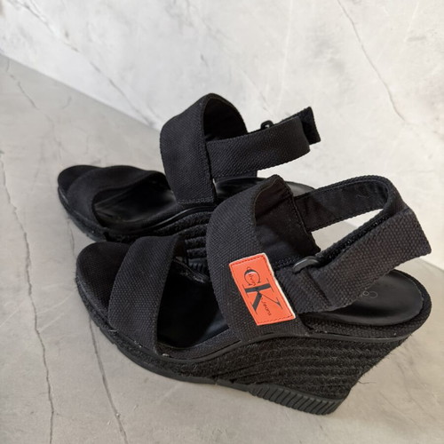 Calvin Klein Jeans Black Wedge Sandals Size 38 like new