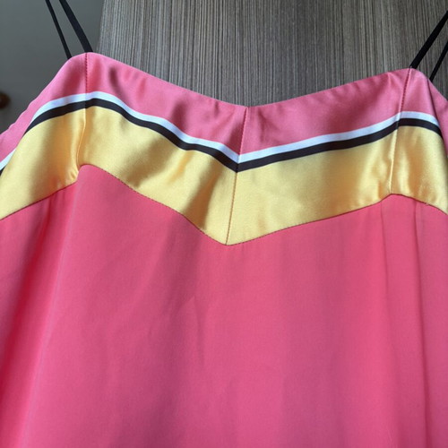 Women's dress like new, short, satin, elastane, pink multicolor