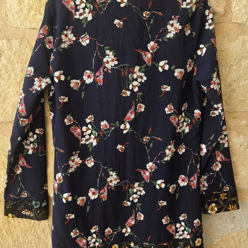 Boohoo Floral Print Shirt Dress like new, navy blue with multicolor print