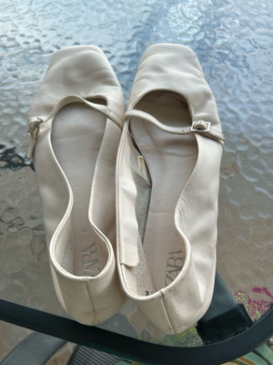Zara square-toe ballerinas used, nude leather, size 37