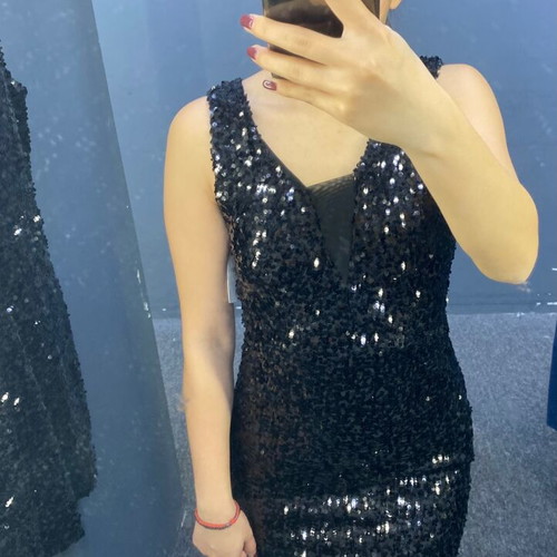 Black long sequin dress new, size S