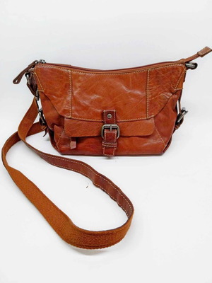 Τσάντα VARESE καφέ από δέρμα, χιαστί, σαν καινούργια