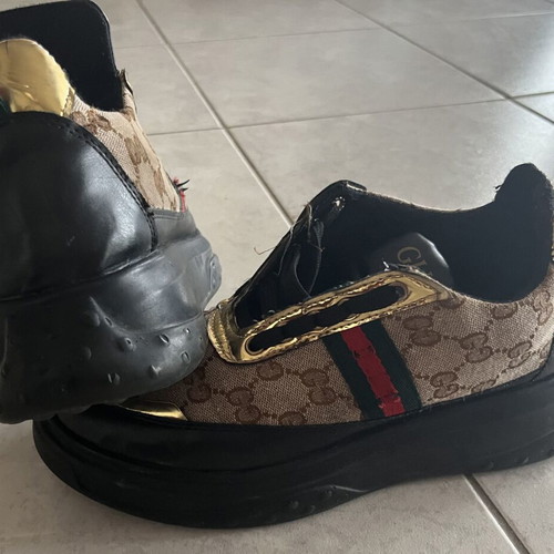 Sneakers women's used, size 40, black and beige, athletic