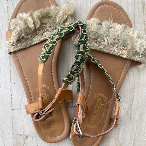 Dexim leather sandals handmade used size 39 beige