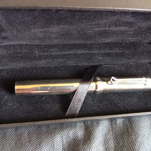 Parafernalia pen used, metal chrome finish, 1980s design