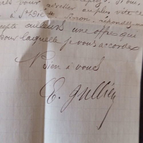 French letter from 1877 used with three postal stamps and company seal