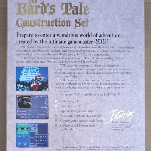 The Bard's Tale Construction Set like new for PC