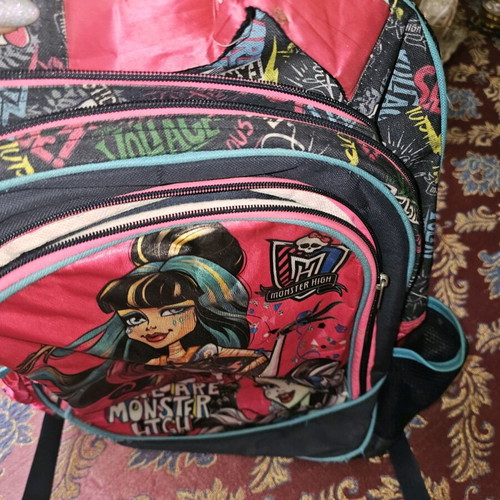 Monster High school backpack used with multiple compartments for primary school